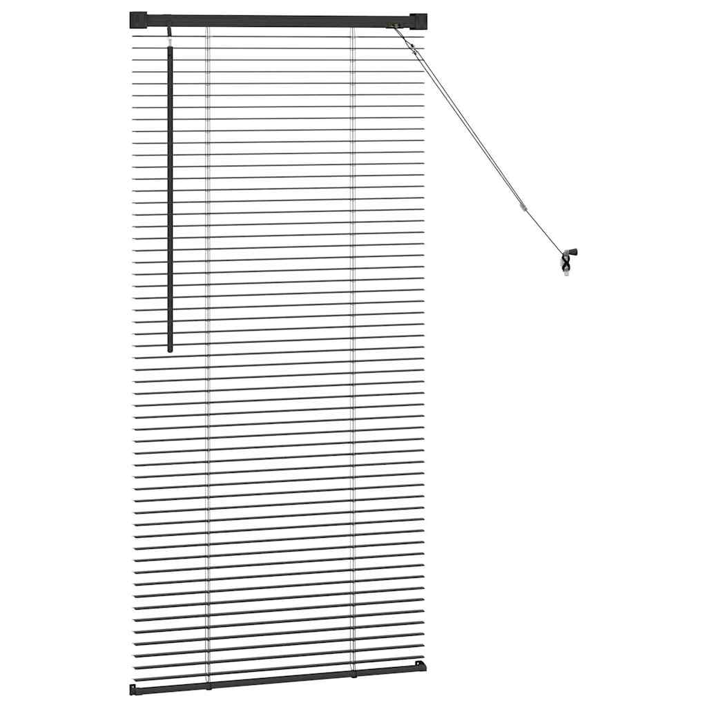 Window Blind with Curtains Manual Black Aluminium